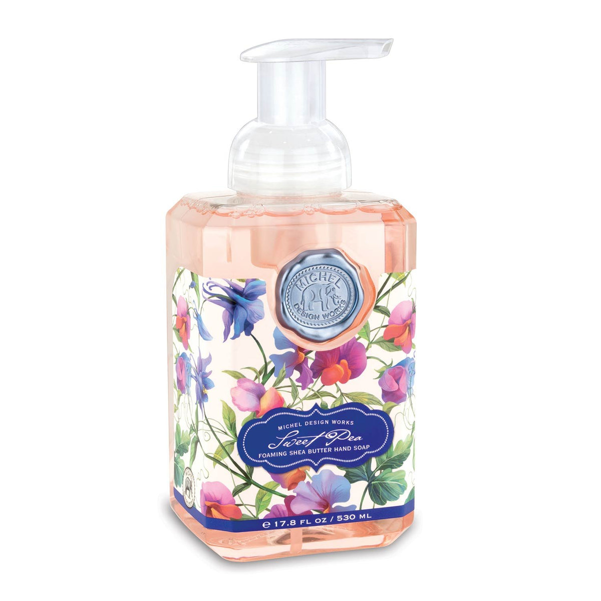 Michel Design Works bottle front view with floral label and elegant scent appeal