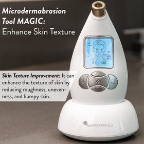 Microderm GLO device held in hand for easy ergonomic handling benefit