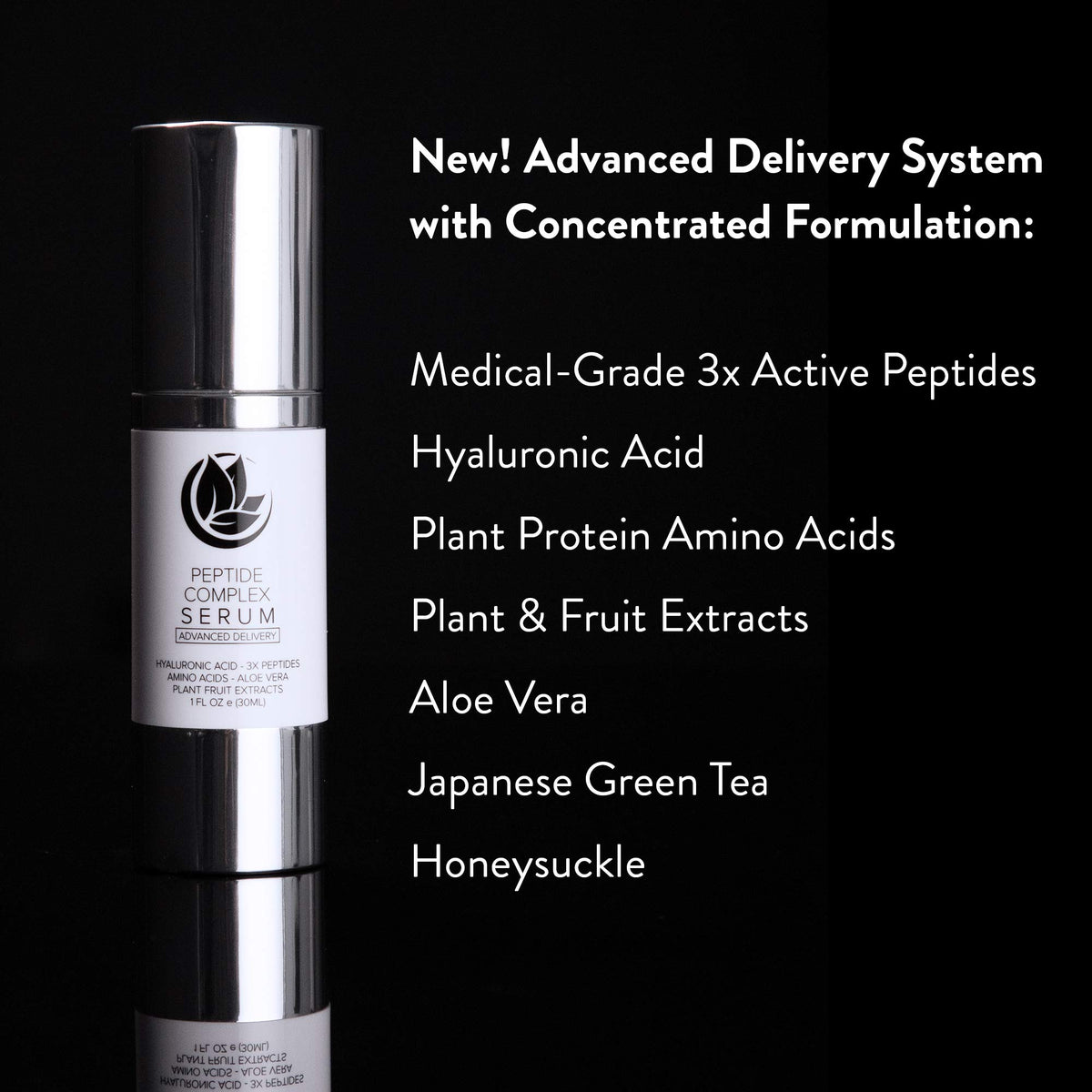 Microderm GLO label close-up showing ingredient list and trust benefit