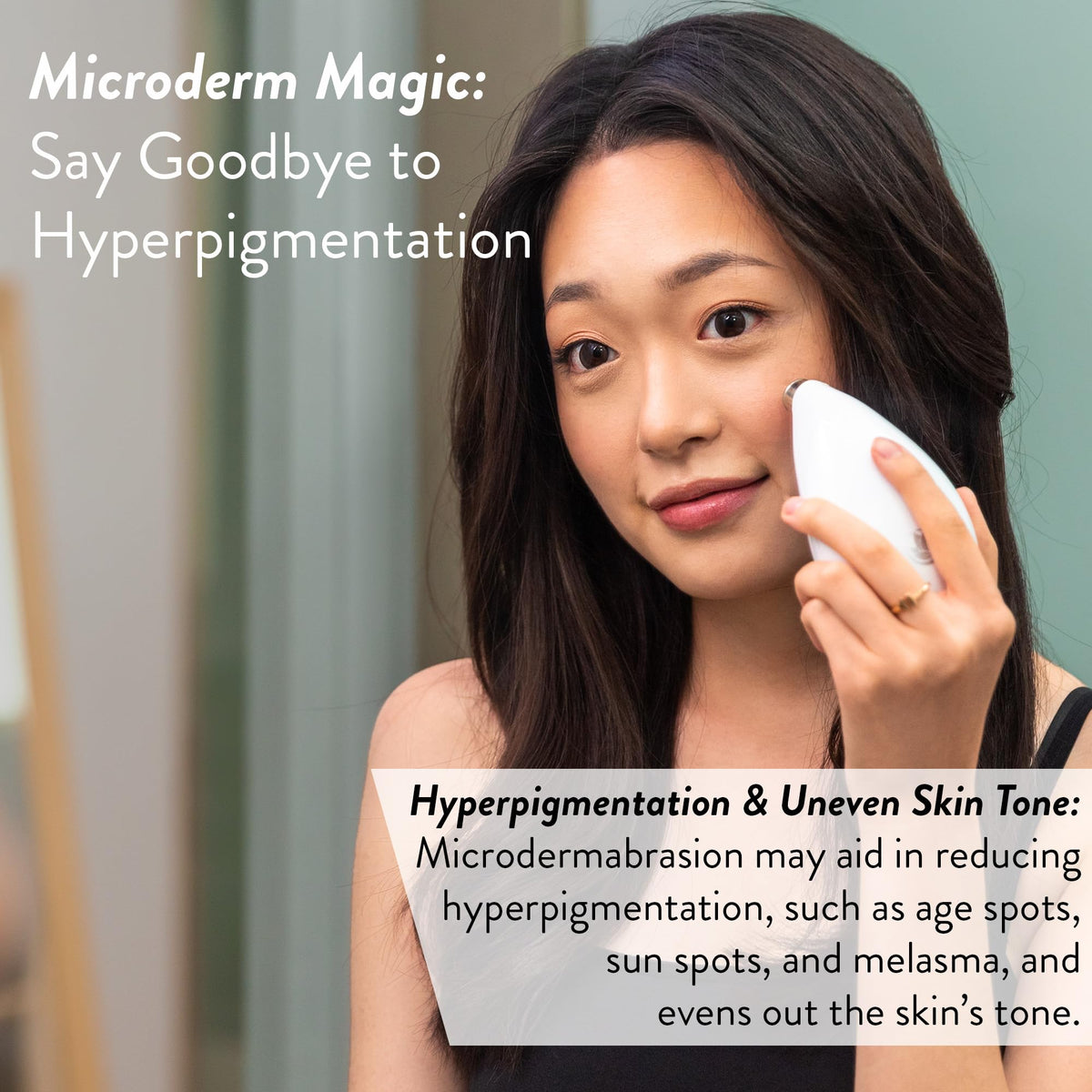 Microderm GLO in use on cheek area demonstrating targeted exfoliation