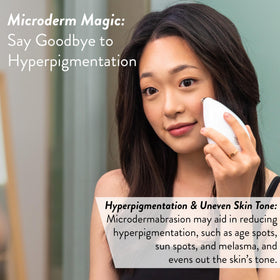 Microderm GLO in use on cheek area demonstrating targeted exfoliation