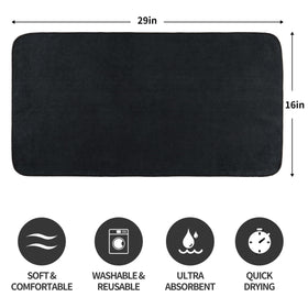 MICROFI towel wrapped on model demonstrating hands-free drying benefit
