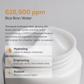 MIDHA label close-up revealing rice bran water and barrier ingredients