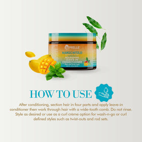 Mielle Organics applied to curly hair, eases detangling and frizz