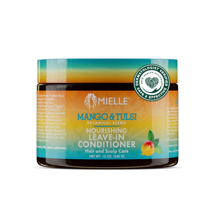 Mielle Organics front bottle showing mango and tulsi, hydration focused