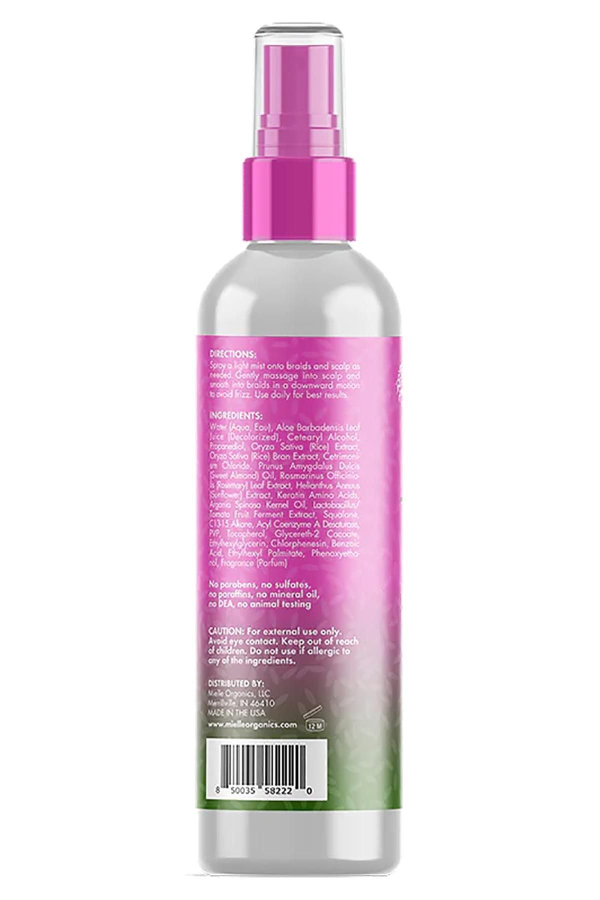 Mielle Organics texture close-up of clear spray showing lightweight hydration