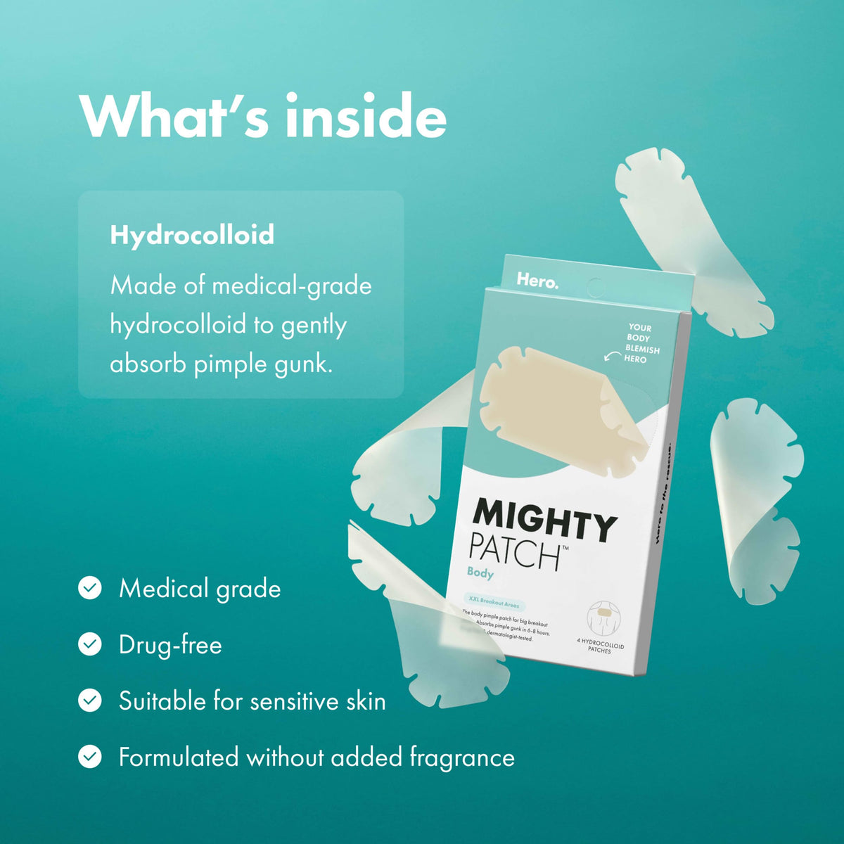 Mighty Patch removed showing absorbed fluid and visible extraction benefit
