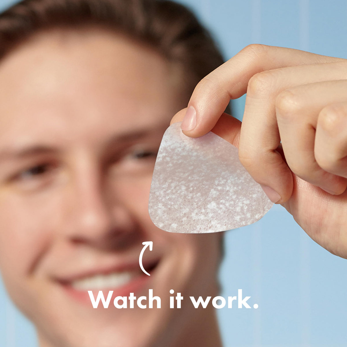 Mighty Patch close-up of hydrocolloid texture conveying absorbency benefit