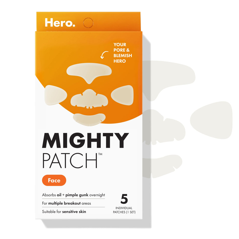 Mighty Patch front packaging showing five XL patches and benefits
