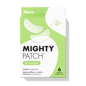 Mighty Patch front packaging showing calming hydrogel patches and benefits