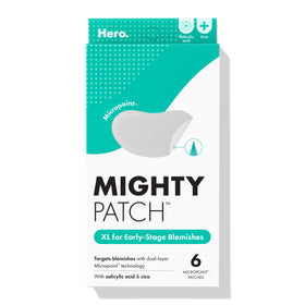 Mighty Patch front packaging showing product benefits and 6 XL patches
