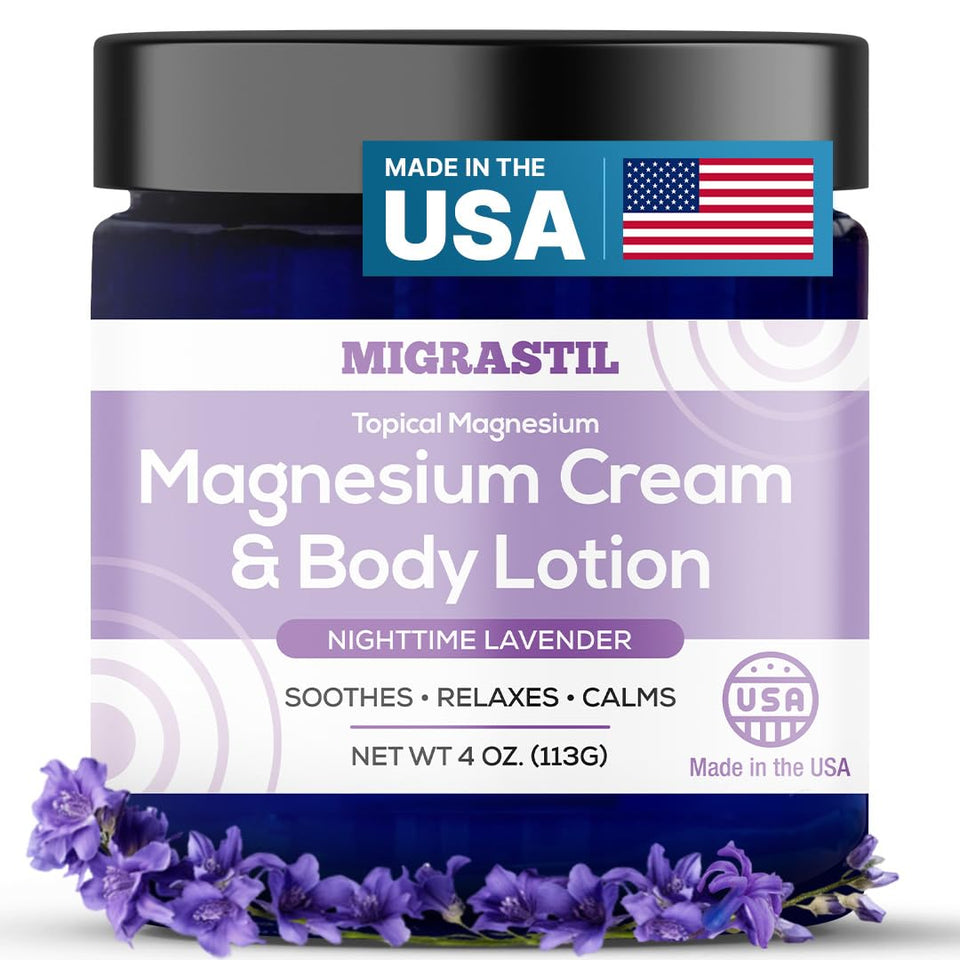 MIGRASTIL front packaging showing night's magnesium cream and benefits
