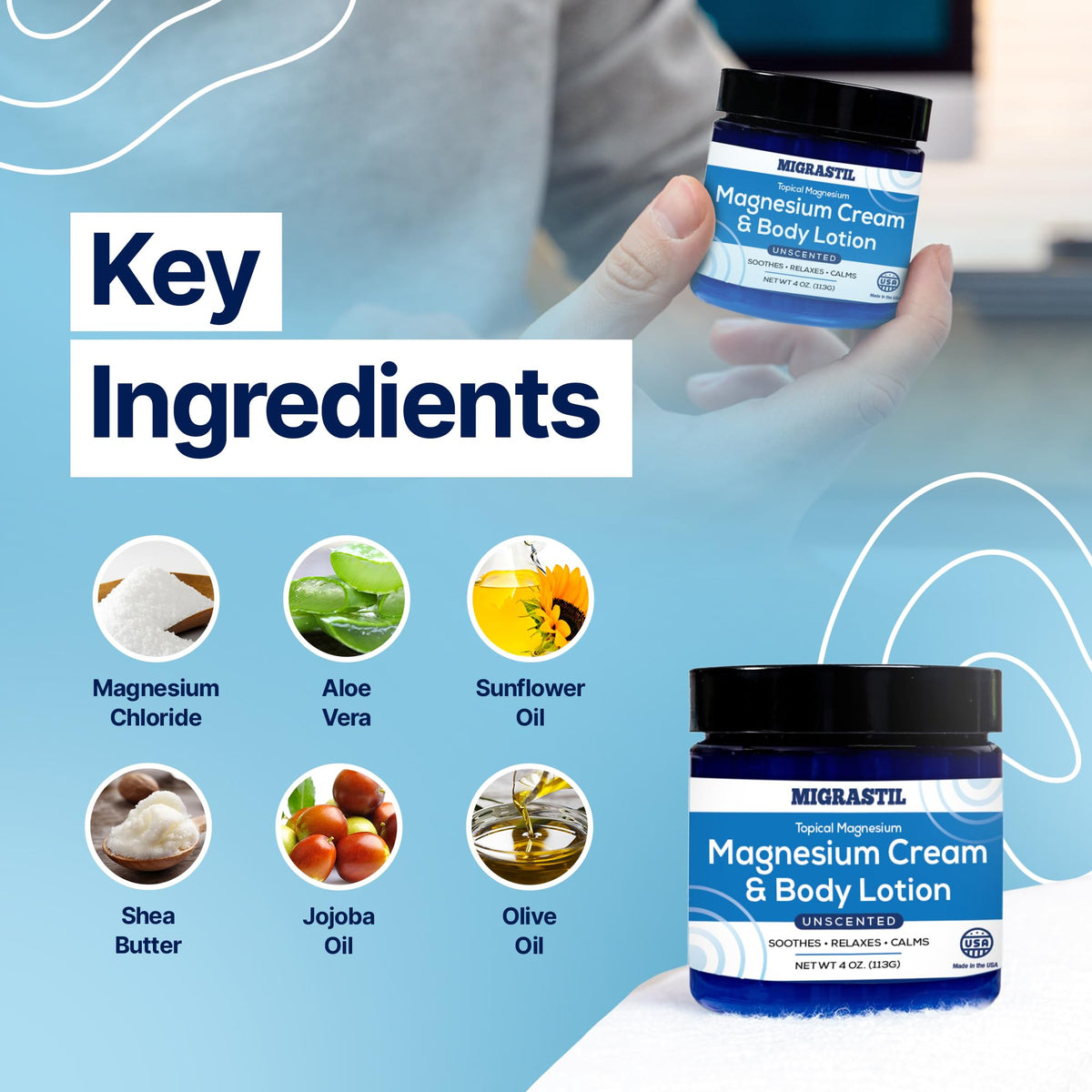 MIGRASTIL label closeup showing ingredients and quality assurance benefit