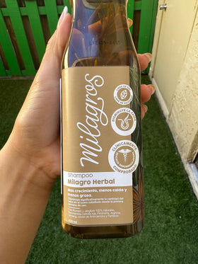 MILAGROS before and after hair volume comparison showing visible strengthening