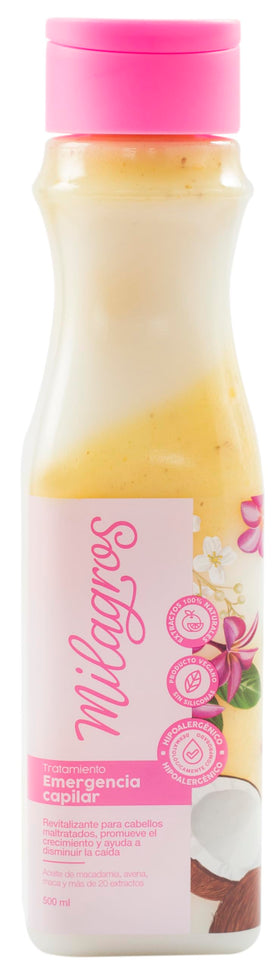 MILAGROS front packaging showing pink repair treatment and brand clarity