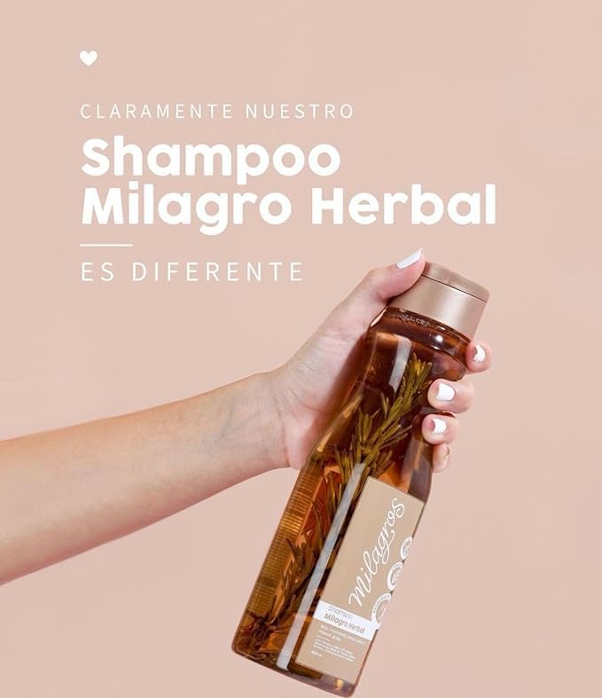Milagros shampoo texture closeup displaying natural particles and gentle cleansing action