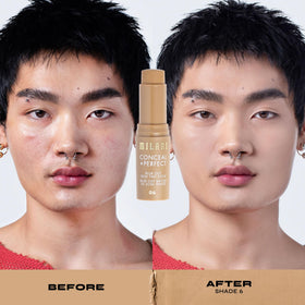 Milani product being blended with sponge demonstrating quick application and natural finish