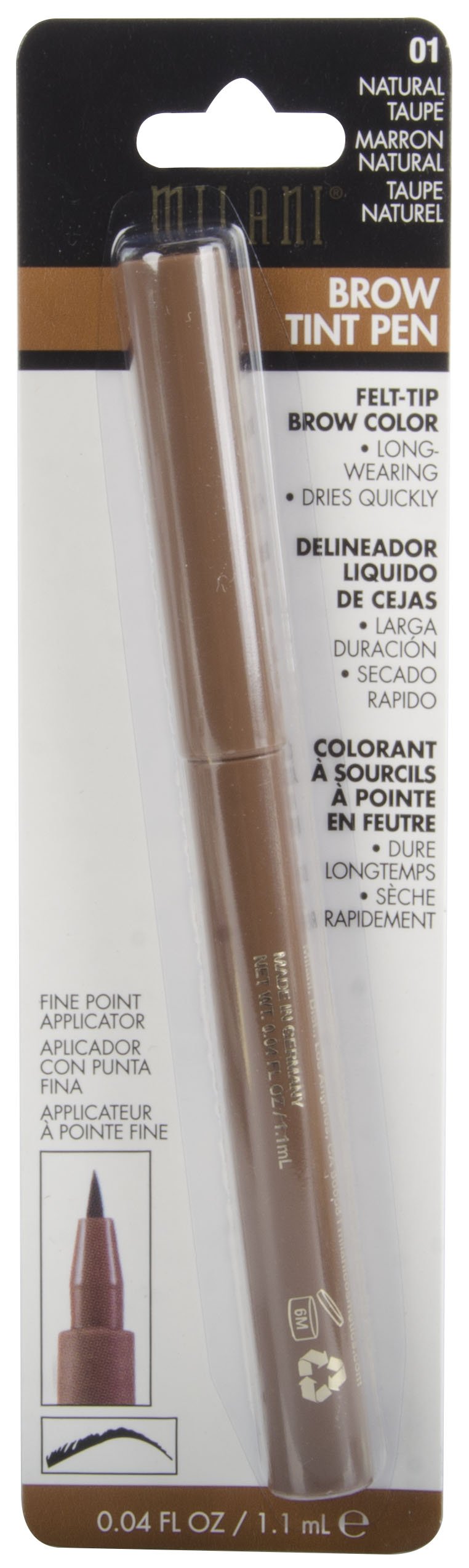 Milani Brow Tint Pen front view showing fine tip for precise natural brows