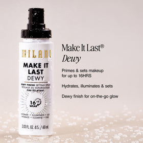 Milani close-up nozzle demonstrating fine mist for even application