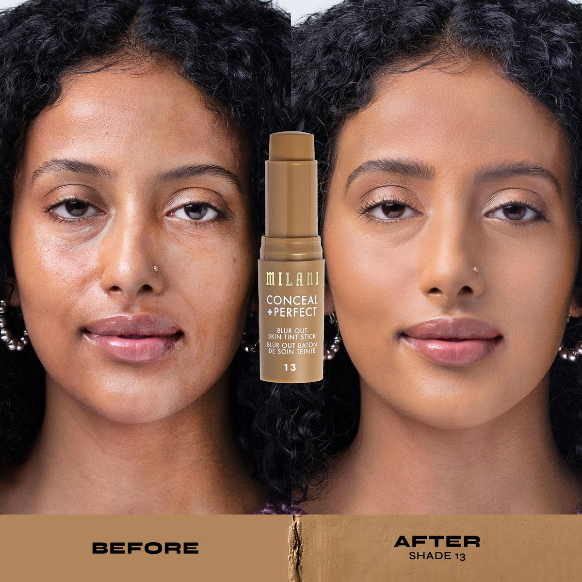 Milani demonstrating face application for quick on-the-go coverage