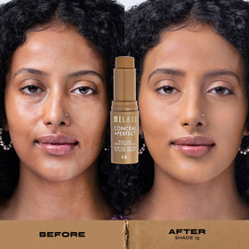 Milani demonstrating face application for quick on-the-go coverage