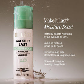 Milani label closeup highlighting key ingredients and gentle formulation