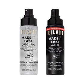 Milani front packaging showing both Make It Last sprays and benefits