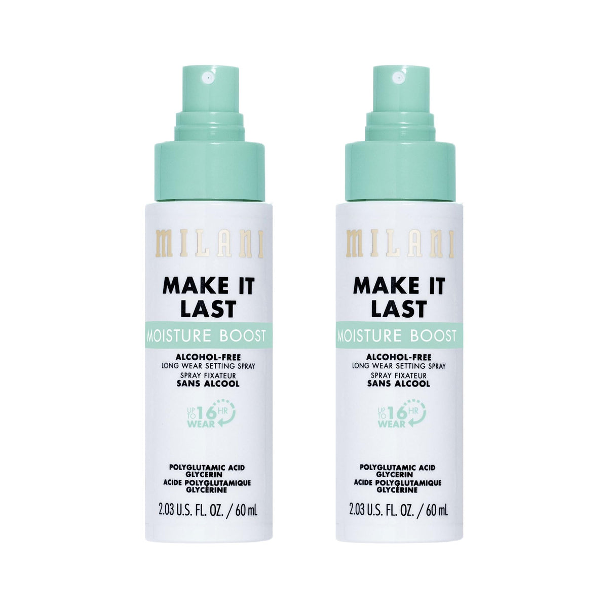 Milani front packaging showing two-count box for travel convenience and value