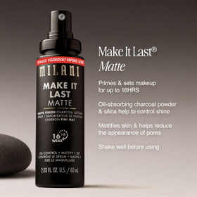 Milani mist in action on model demonstrating even application and shine control