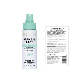 Milani mist spraying to demonstrate even coverage and longwear benefit