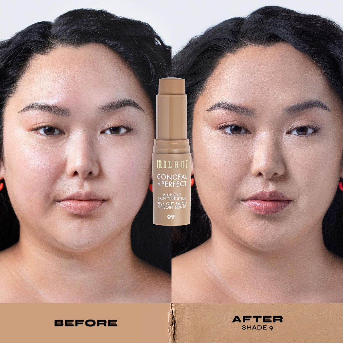 Milani Conceal + Perfect applying to cheek illustrates quick blending and instant evening benefit