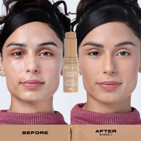 Milani skin tint stick ingredients label highlights vitamins C and E benefits