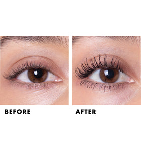 Milani tubing mascara applied on model full eye showing lifted length benefit