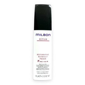 Milbon front packaging showing 4.2 oz primer, lightweight repair benefit