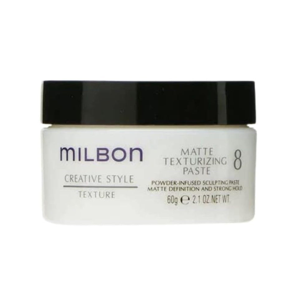 Milbon matte paste front packaging showing jar and label for salon-quality styling