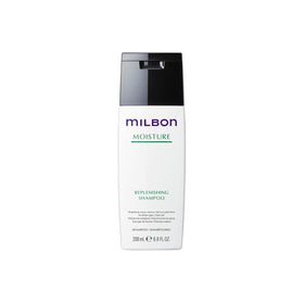 Milbon Moisture Replenishing Shampoo front bottle showing label and size, highlights hydration