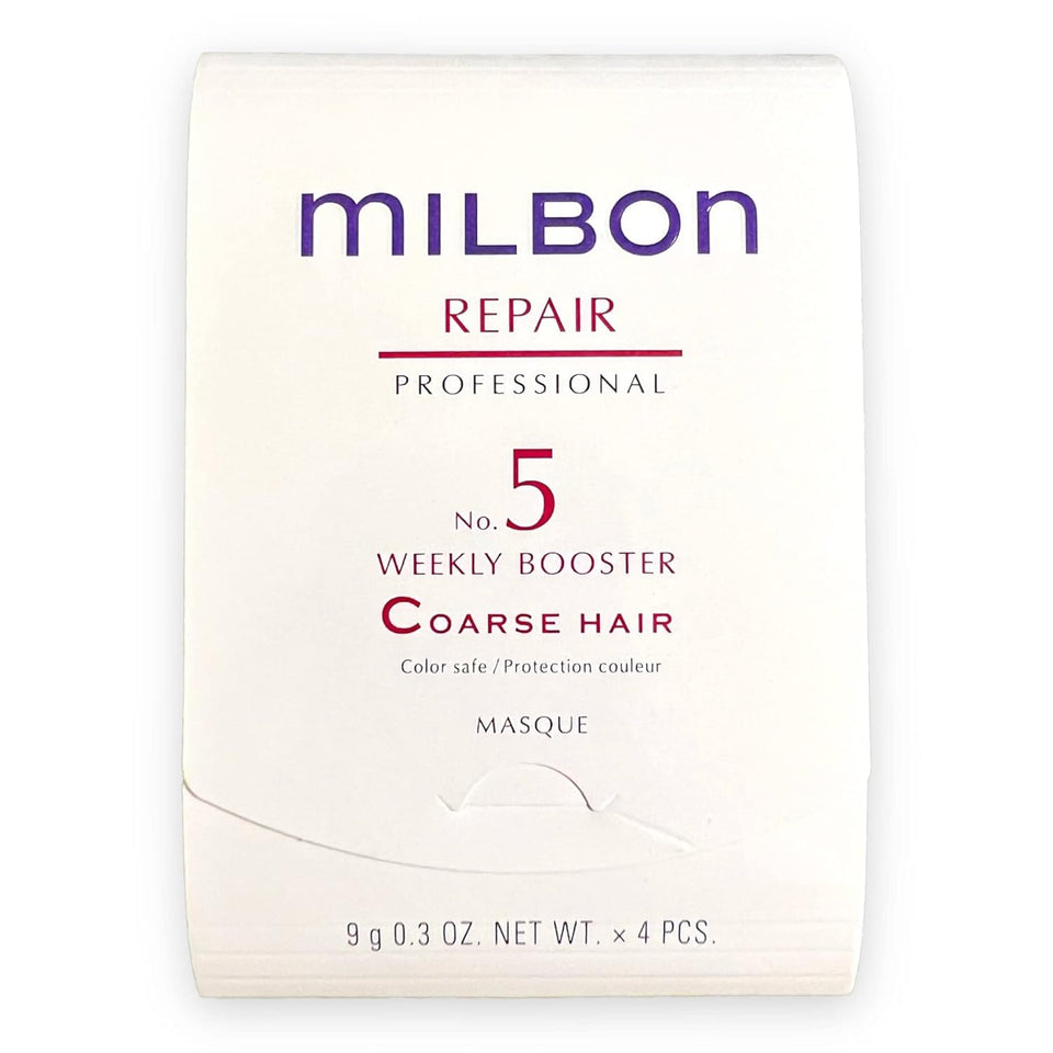 Milbon Repair Coarse front bottle view showing compact size and label benefit