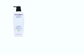 Milbon bottle front packaging showing product benefit and size