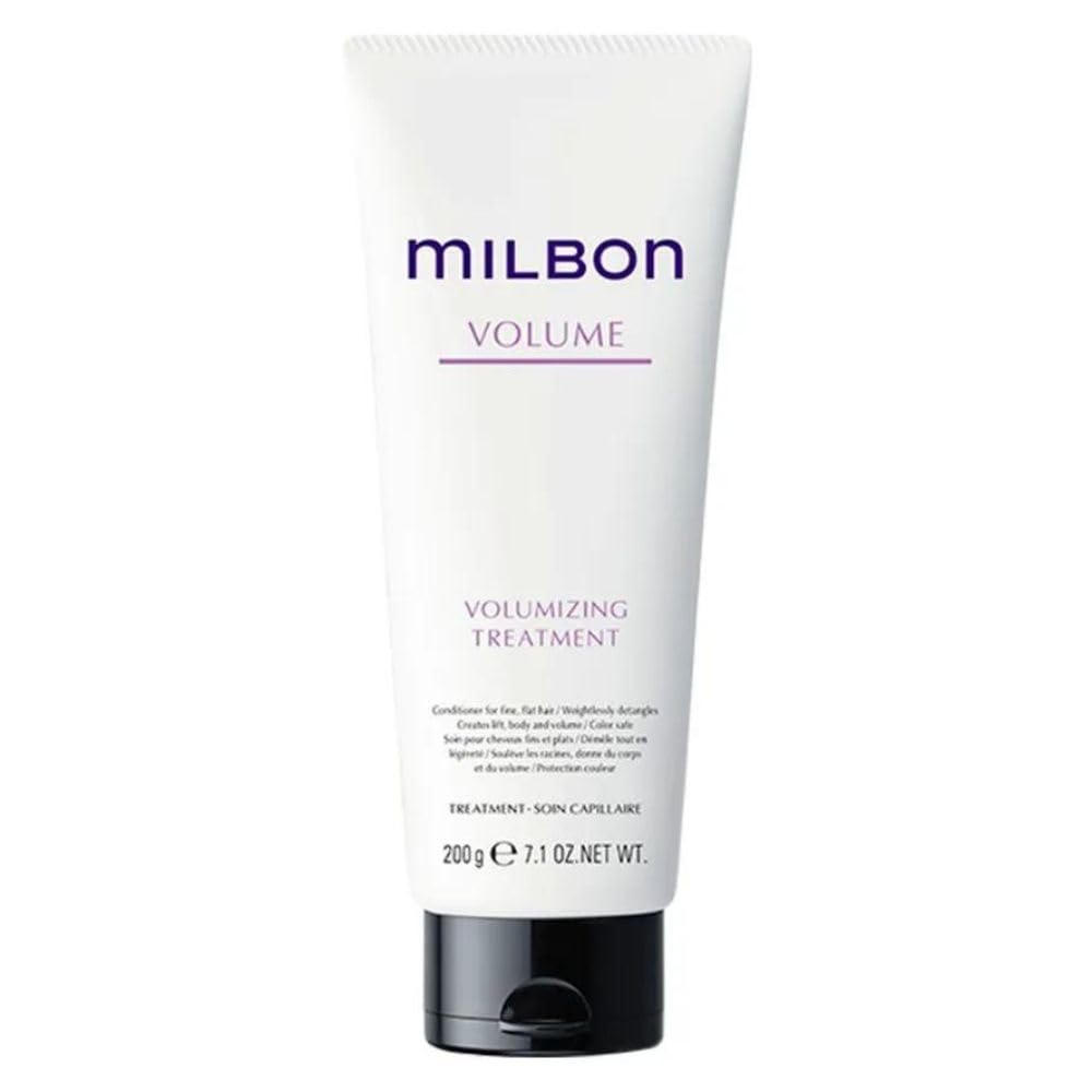 Milbon front packaging showing bottle and label, highlights lightweight volumizing benefit