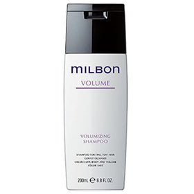 Milbon volumizing shampoo front packaging shows product and benefits