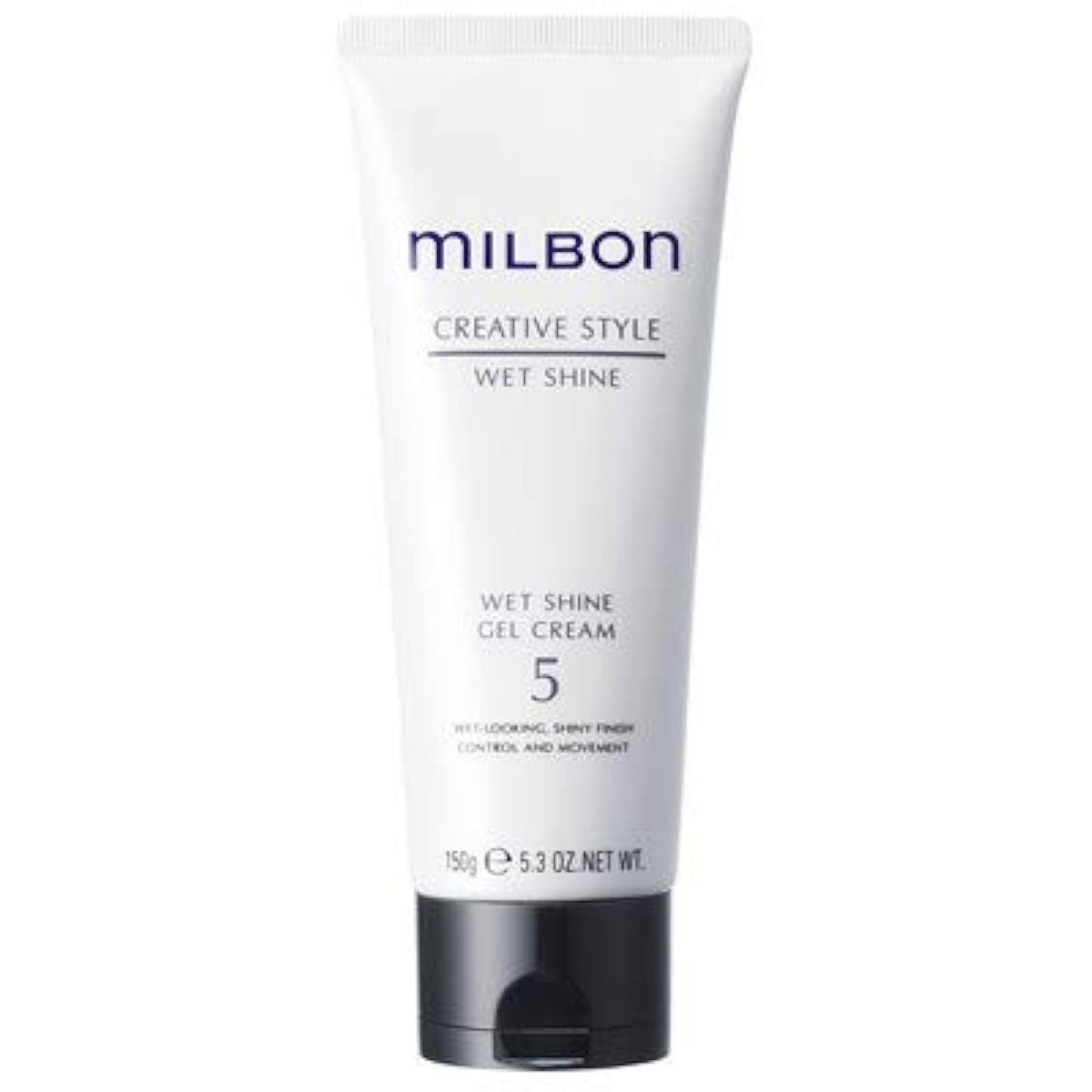 Milbon front packaging showing jar and glossy finish benefit
