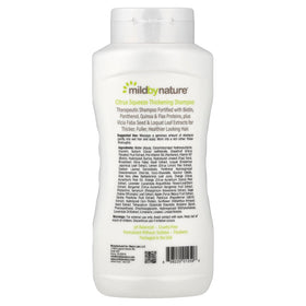 MILD BY NATURE pump and label close-up highlighting ingredients and clarity