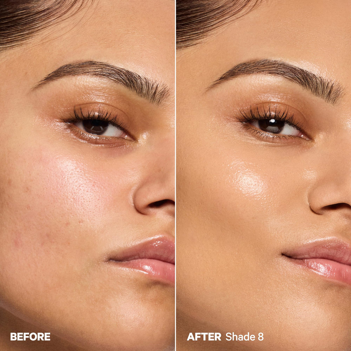 Milk Makeup blended cheek closeup showing natural dewy finish and even coverage