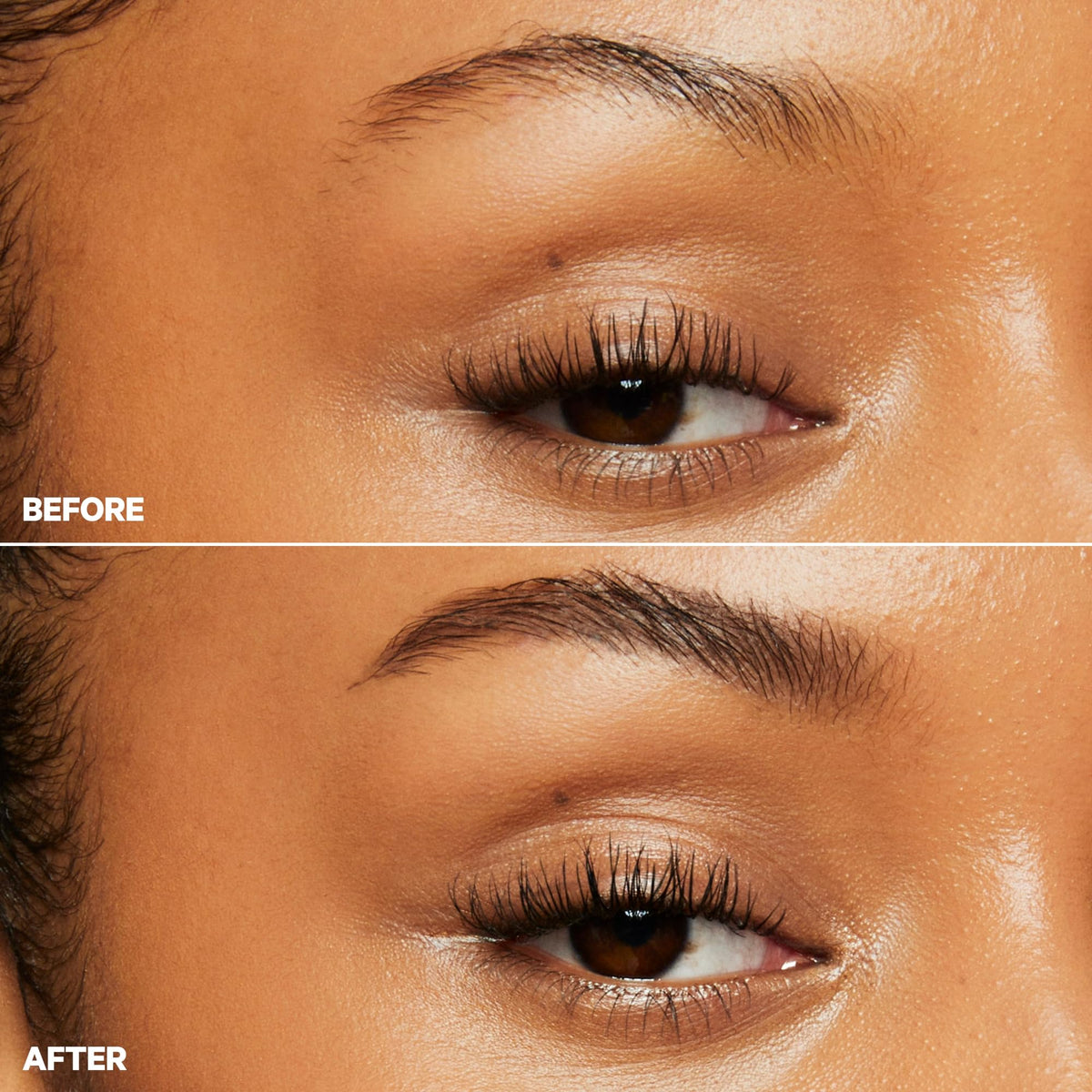 Milk Makeup before and after brows demonstrates fuller natural finish