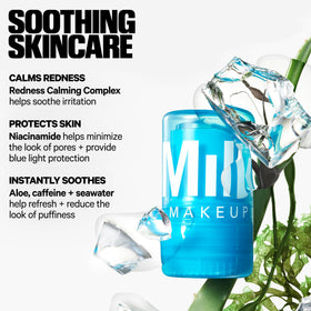 Milk Makeup application on cheek demonstrating immediate cooling and de-puffing benefit