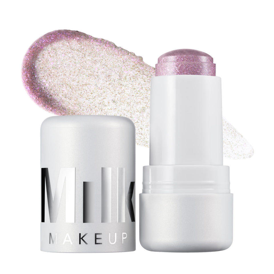 Milk Makeup front view of shimmer stick showing compact packaging and portability
