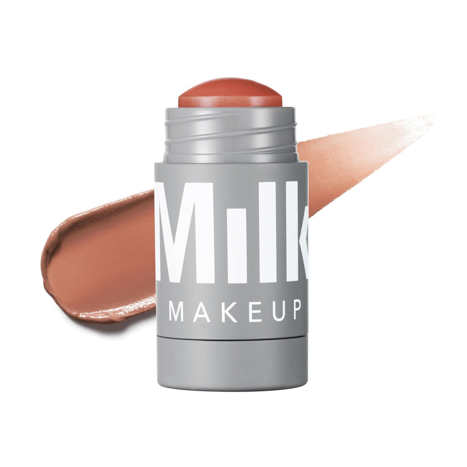 Milk Makeup front packaging showing Enigma rosy beige and compact design benefits