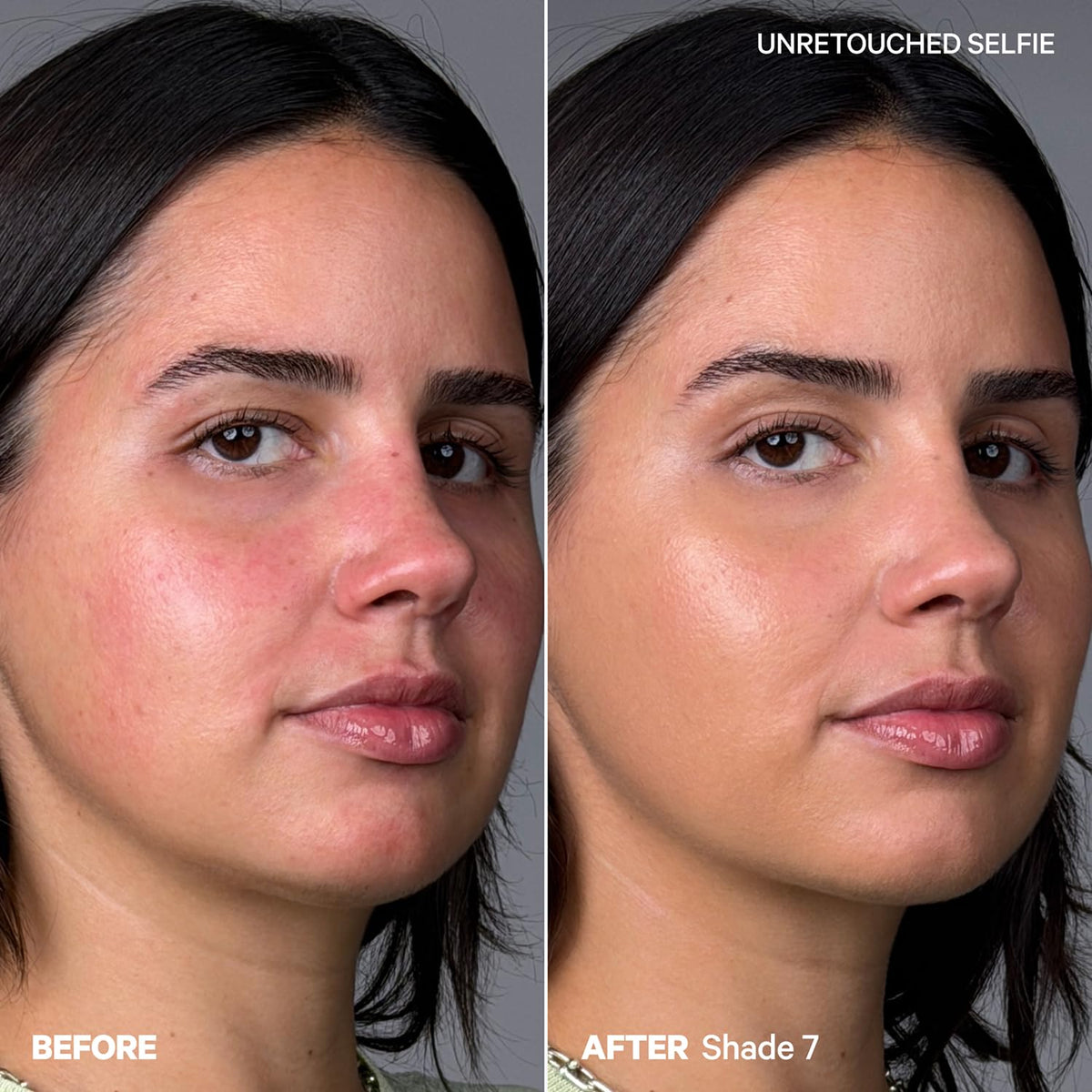 Milk Makeup swiping stick across cheek for all-over, buildable coverage