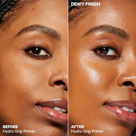 Milk Makeup primer spread on cheek closeup for visible tack and even foundation base