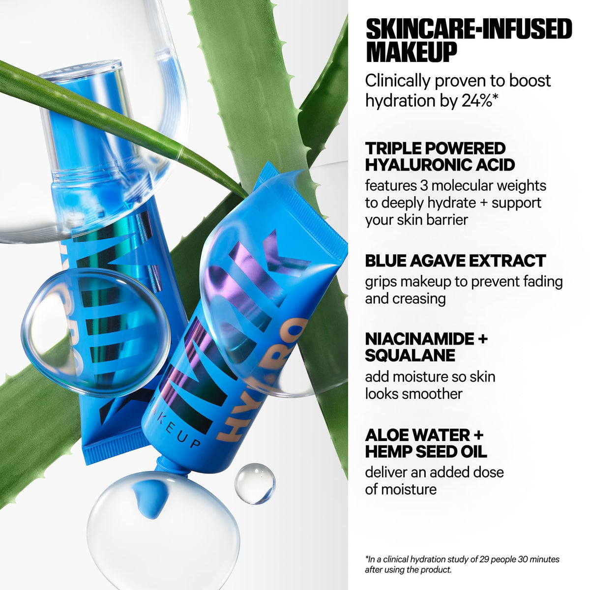 Milk Makeup with hyaluronic visual emphasizing hydration benefits